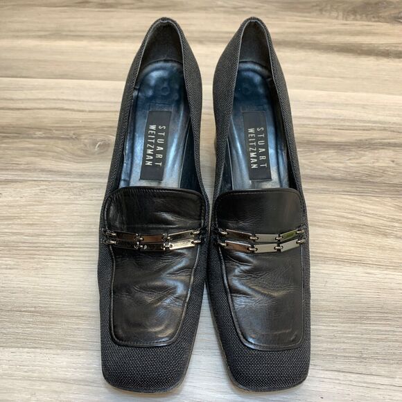 Stuart Weitzman | Minimalist Academia Gray Square Toe Block Heel Size 8.5 B - Picture 7 of 12